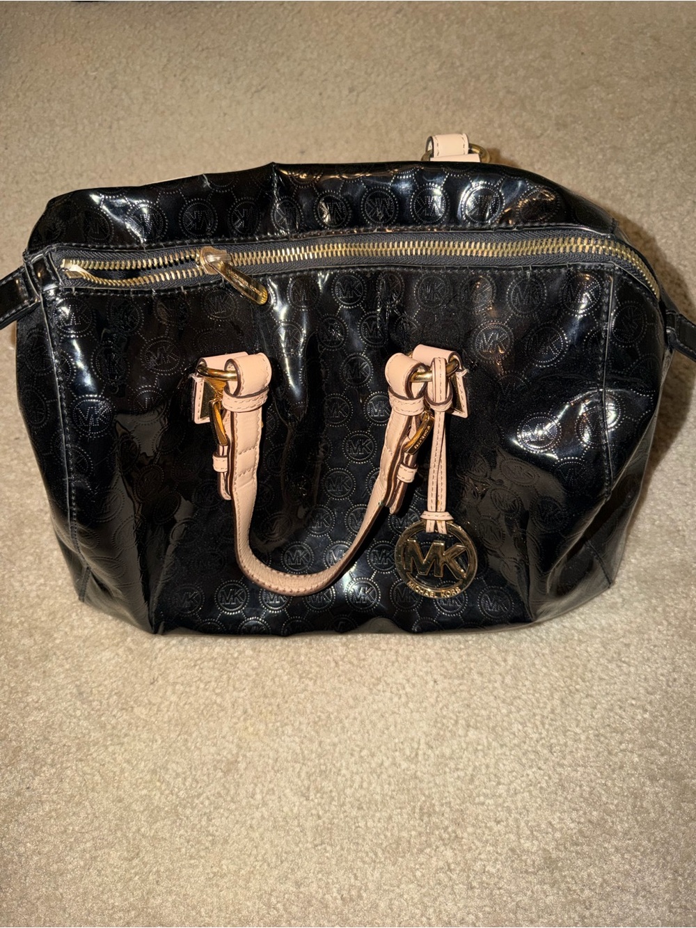 Michael Kors Black Patent Satchel Gold Hardware